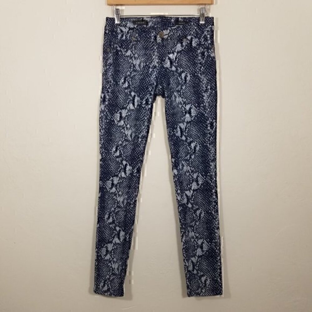 Cache Animal Print Skinny Stretch Pants Blue Size 0